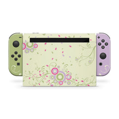 TACKY DESIGN Floral Green and Purple Nintendo Switch Skin Wrap | 3M Vinyl Full Cover - Tackydesign