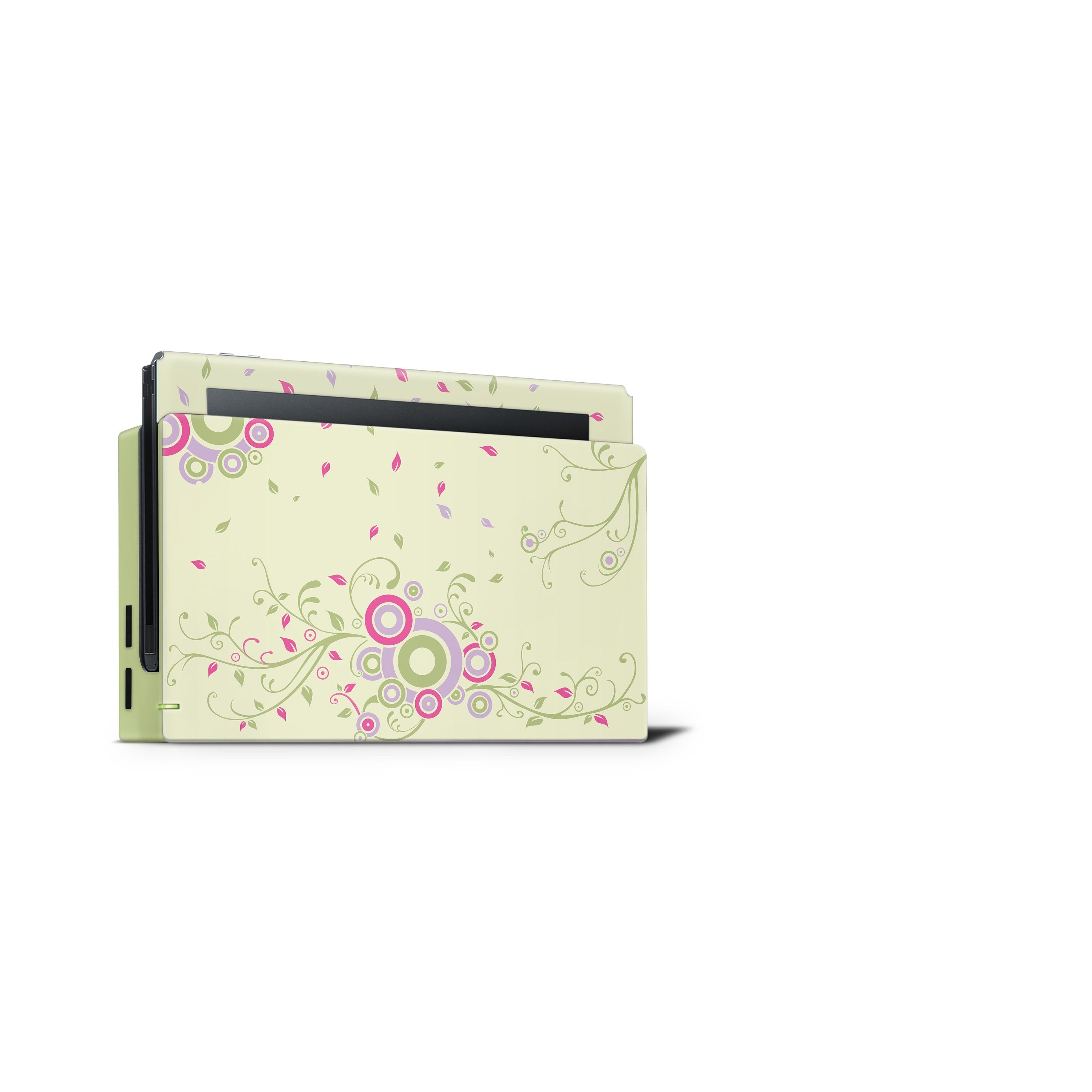 TACKY DESIGN Floral Green and Purple Nintendo Switch Skin Wrap | 3M Vinyl Full Cover - Tackydesign