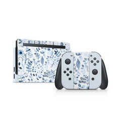 TACKY DESIGN Floral Nintendo Switch Skin Wrap | Blue 3M Vinyl Full Cover Decal Stickers - Tackydesign