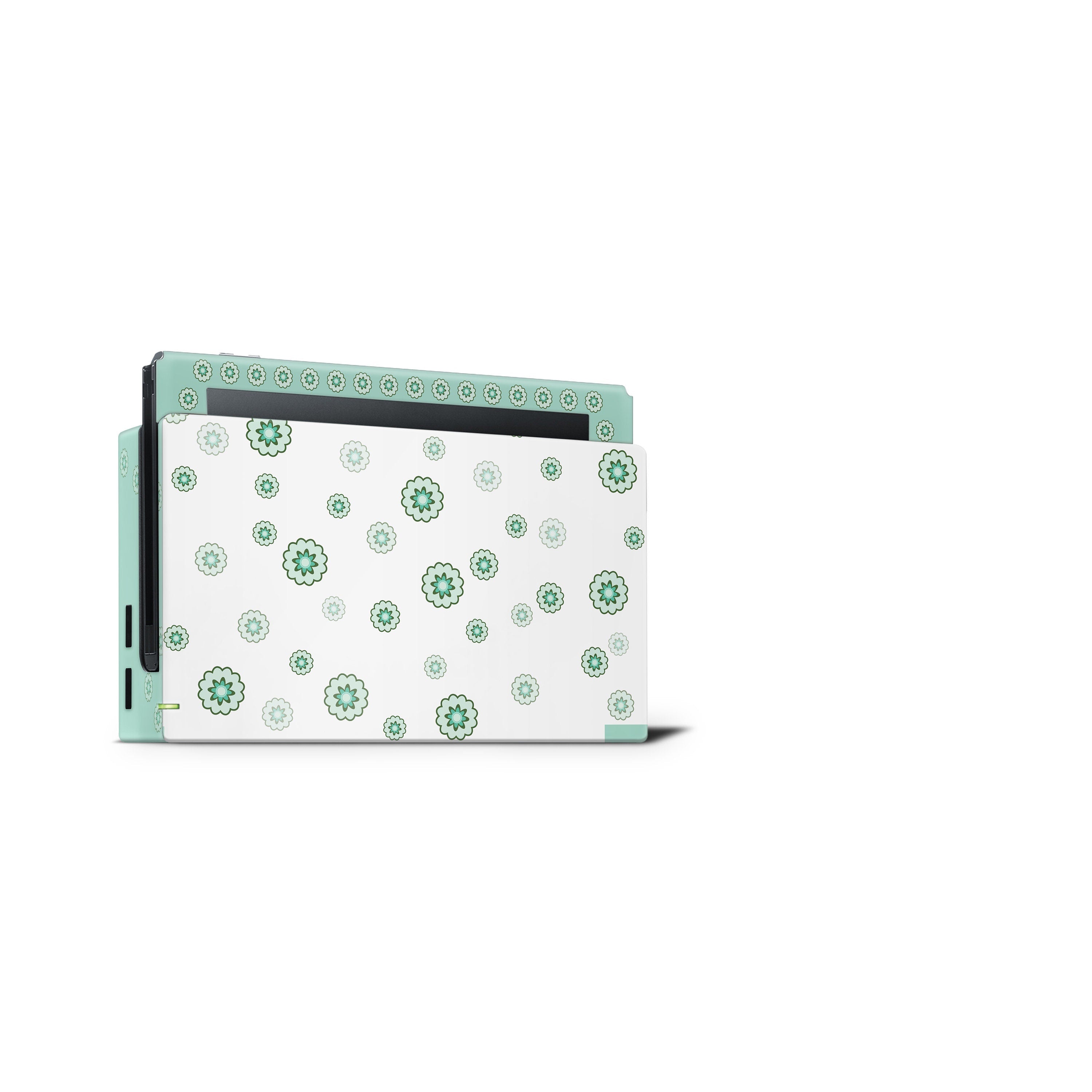 TACKY DESIGN Floral Nintendo Switch Skin Wrap | Green Pastel 3M Vinyl Cover - Tackydesign