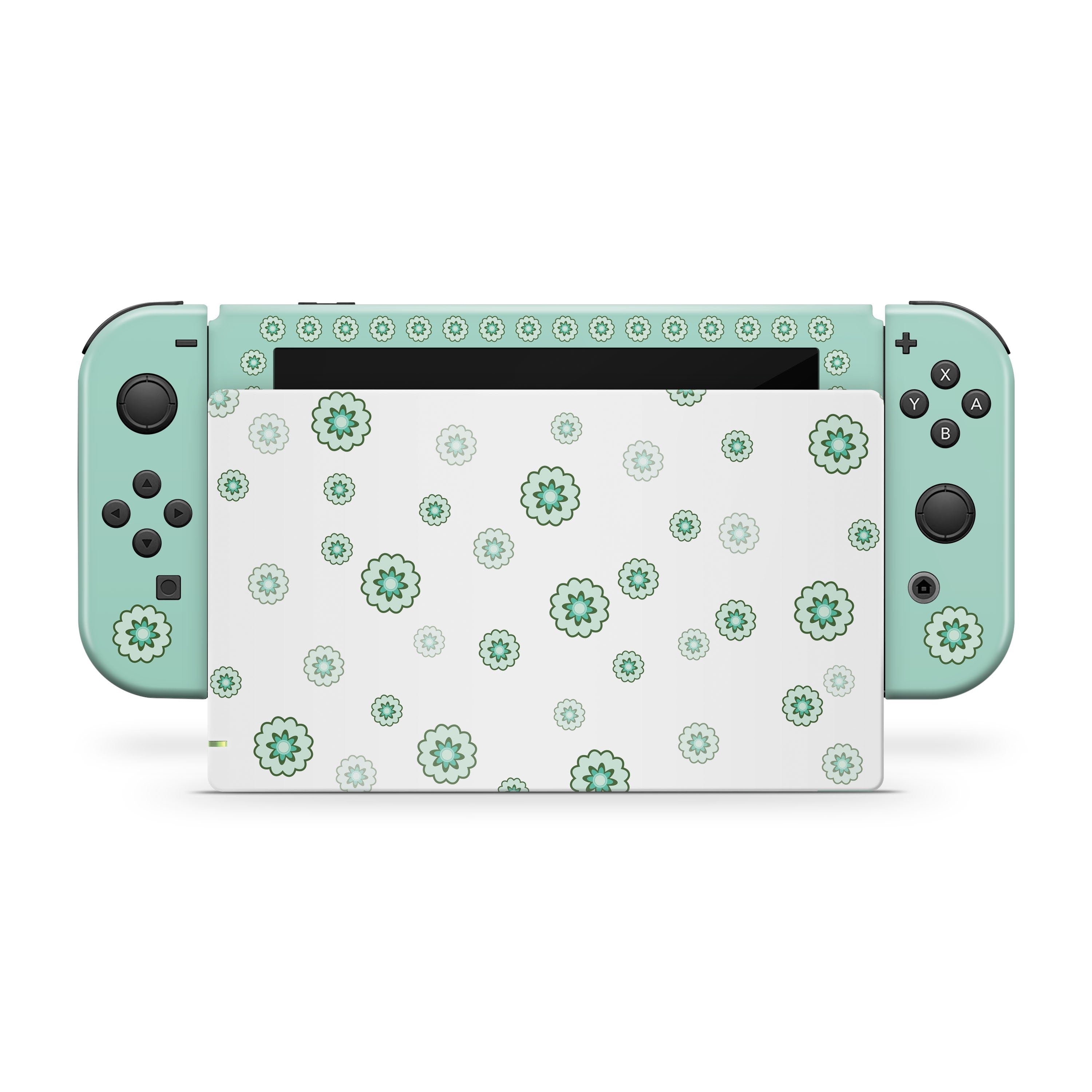 TACKY DESIGN Floral Nintendo Switch Skin Wrap | Green Pastel 3M Vinyl Cover - Tackydesign