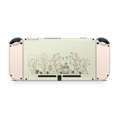 TACKY DESIGN Green & Cream Nintendo Switch Skin Wrap | Cherry Blossom 3M Vinyl Full Cover - Tackydesign