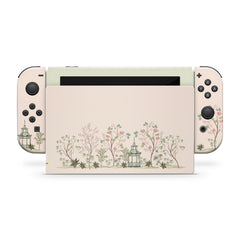 TACKY DESIGN Green & Cream Nintendo Switch Skin Wrap | Cherry Blossom 3M Vinyl Full Cover - Tackydesign