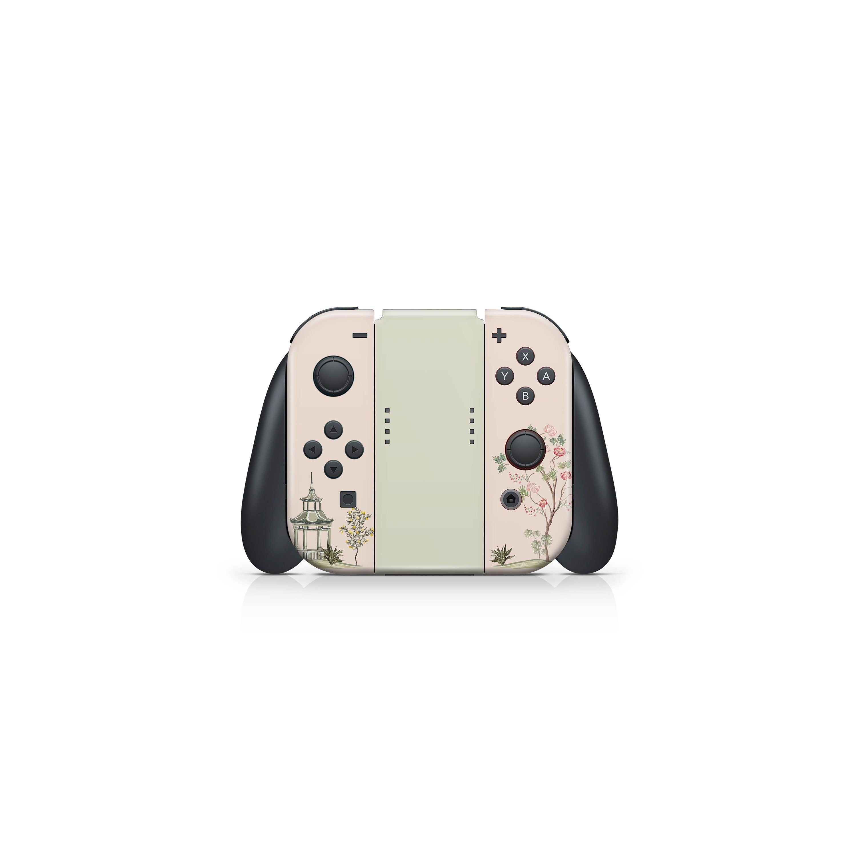 TACKY DESIGN Green & Cream Nintendo Switch Skin Wrap | Cherry Blossom 3M Vinyl Full Cover - Tackydesign