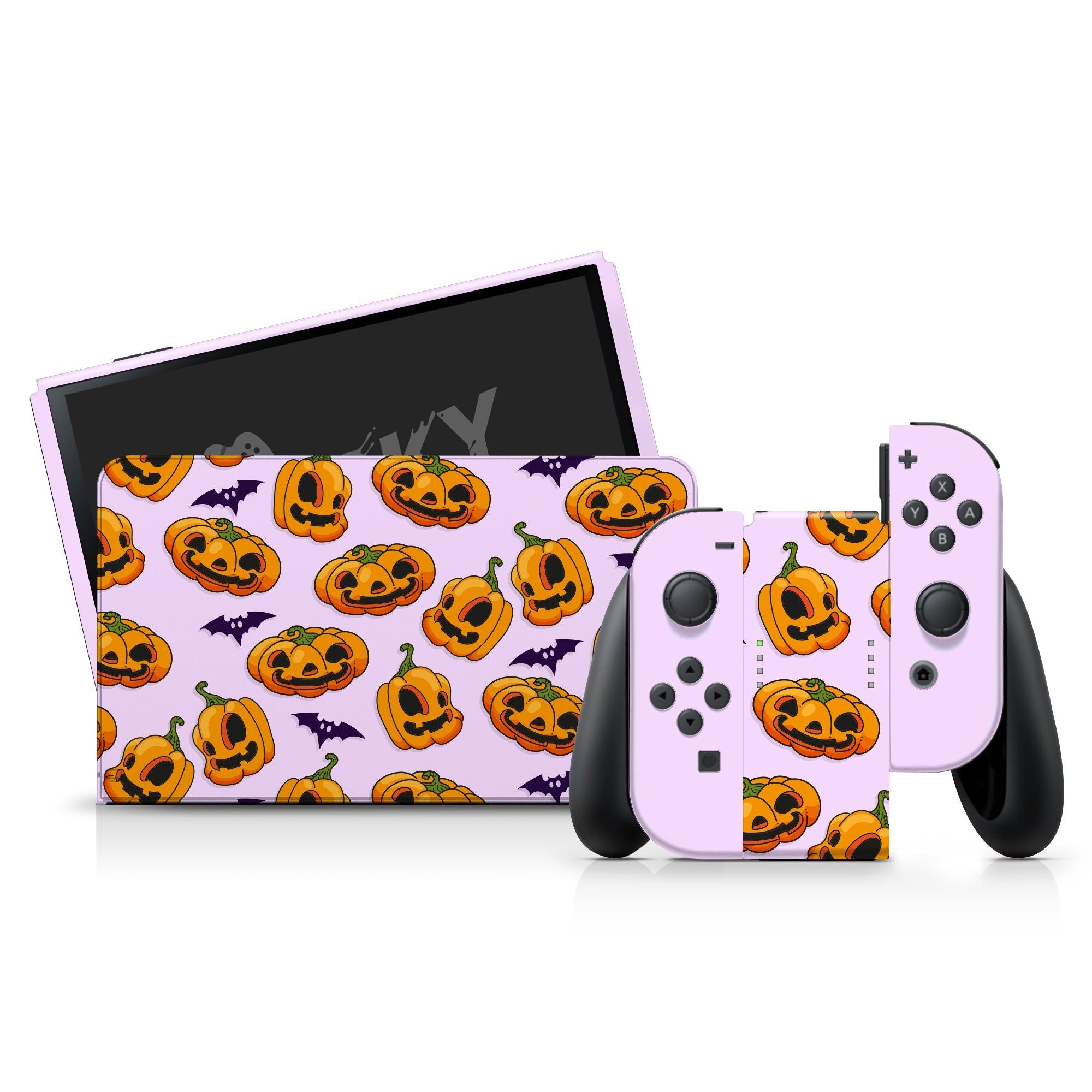 TACKY DESIGN Halloween Nintendo Switch OLED Skin Wrap | Spooky Kawaii Pumpkin 3M Vinyl Full Cover - Tackydesign