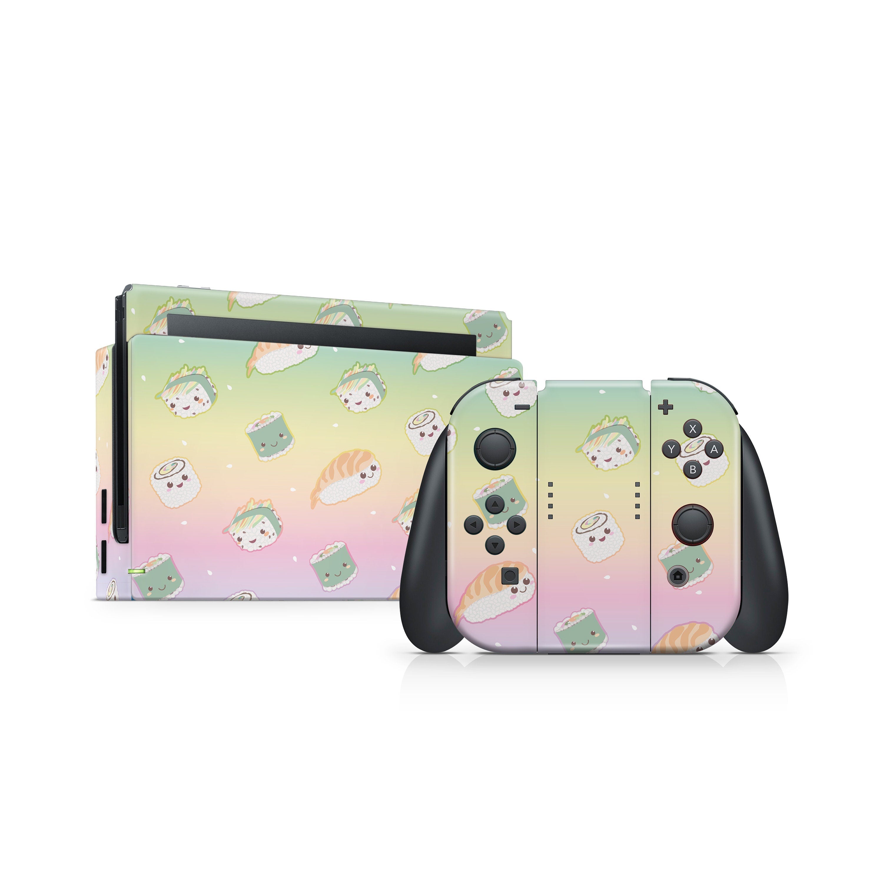 TACKY DESIGN Kawaii Sushi Nintendo Switch Skin Wrap | Pastel Pink 3M Vinyl Full Cover - Tackydesign