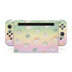 TACKY DESIGN Kawaii Sushi Nintendo Switch Skin Wrap | Pastel Pink 3M Vinyl Full Cover - Tackydesign