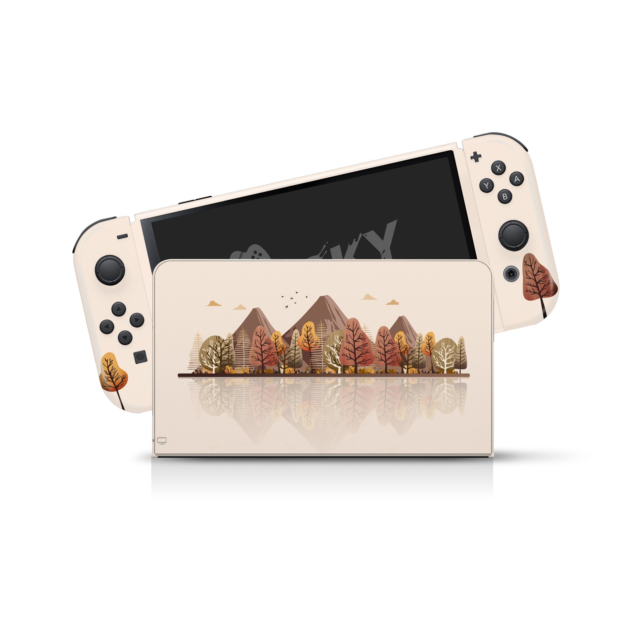 TACKY DESIGN Mountains Nintendo Switch OLED Skin Wrap | Cute Beige 3M Vinyl Full Cover - Tackydesign