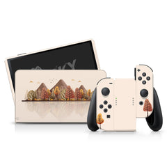 TACKY DESIGN Mountains Nintendo Switch OLED Skin Wrap | Cute Beige 3M Vinyl Full Cover - Tackydesign