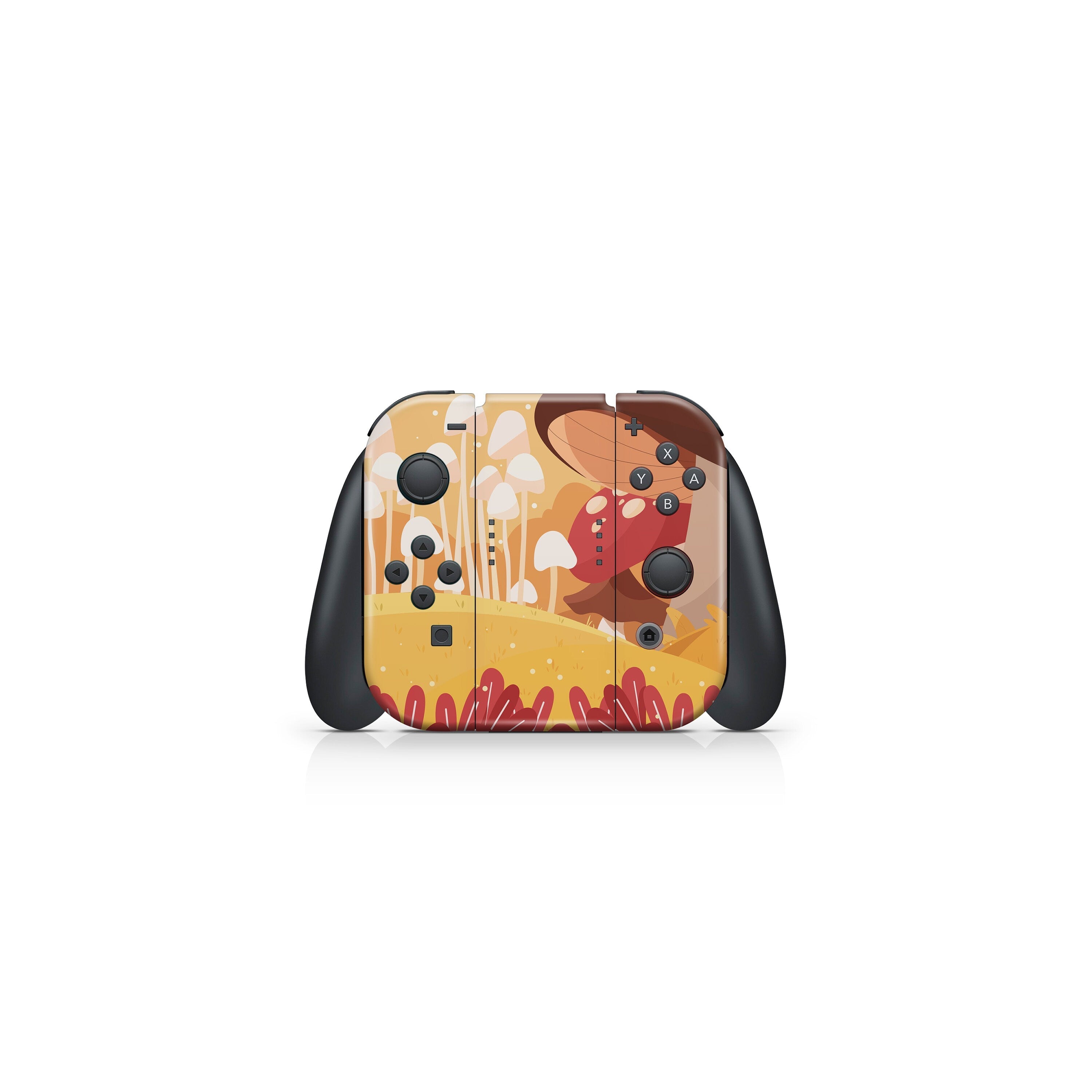 TACKY DESIGN Mushroom Nintendo Switch Skin Wrap | Orange 3M Vinyl Full Cover Stickers - Tackydesign