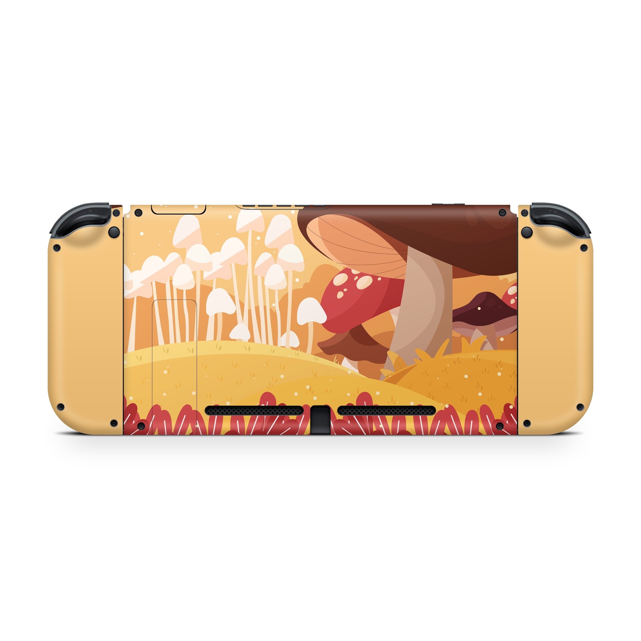 TACKY DESIGN Mushroom Nintendo Switch Skin Wrap | Orange 3M Vinyl Full Cover Stickers - Tackydesign