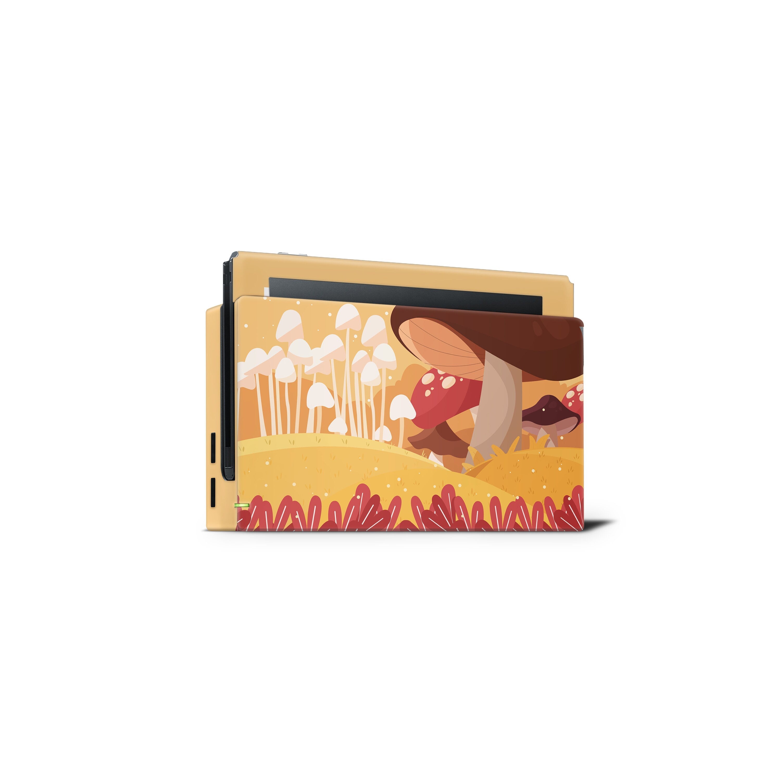 TACKY DESIGN Mushroom Nintendo Switch Skin Wrap | Orange 3M Vinyl Full Cover Stickers - Tackydesign