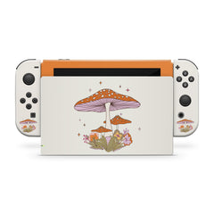 TACKY DESIGN Mushroom Nintendo Switch Skin Wrap | Orange Cute 3M Vinyl Full Cover - Tackydesign