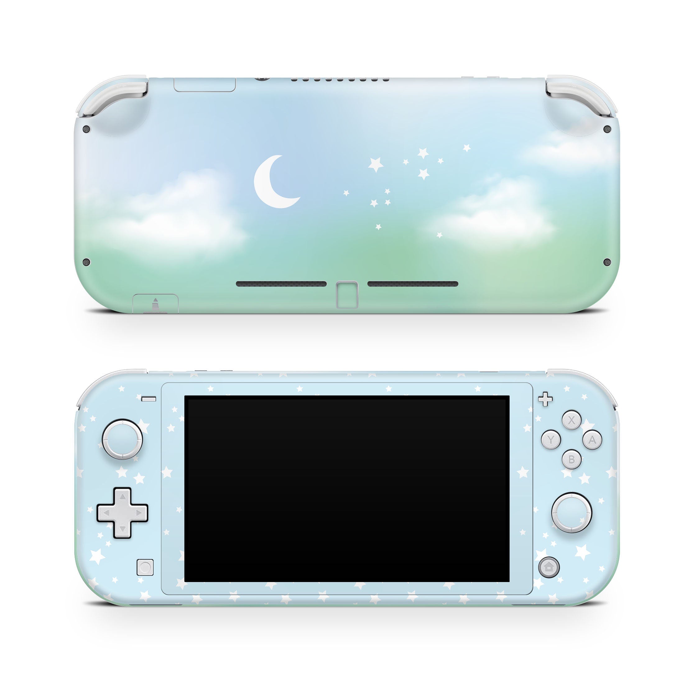 TACKY DESIGN Nintendo Switch Lite Skin Wrap | Clouds Pastel Green Starry Sky 3M Vinyl Full Cover - Tackydesign