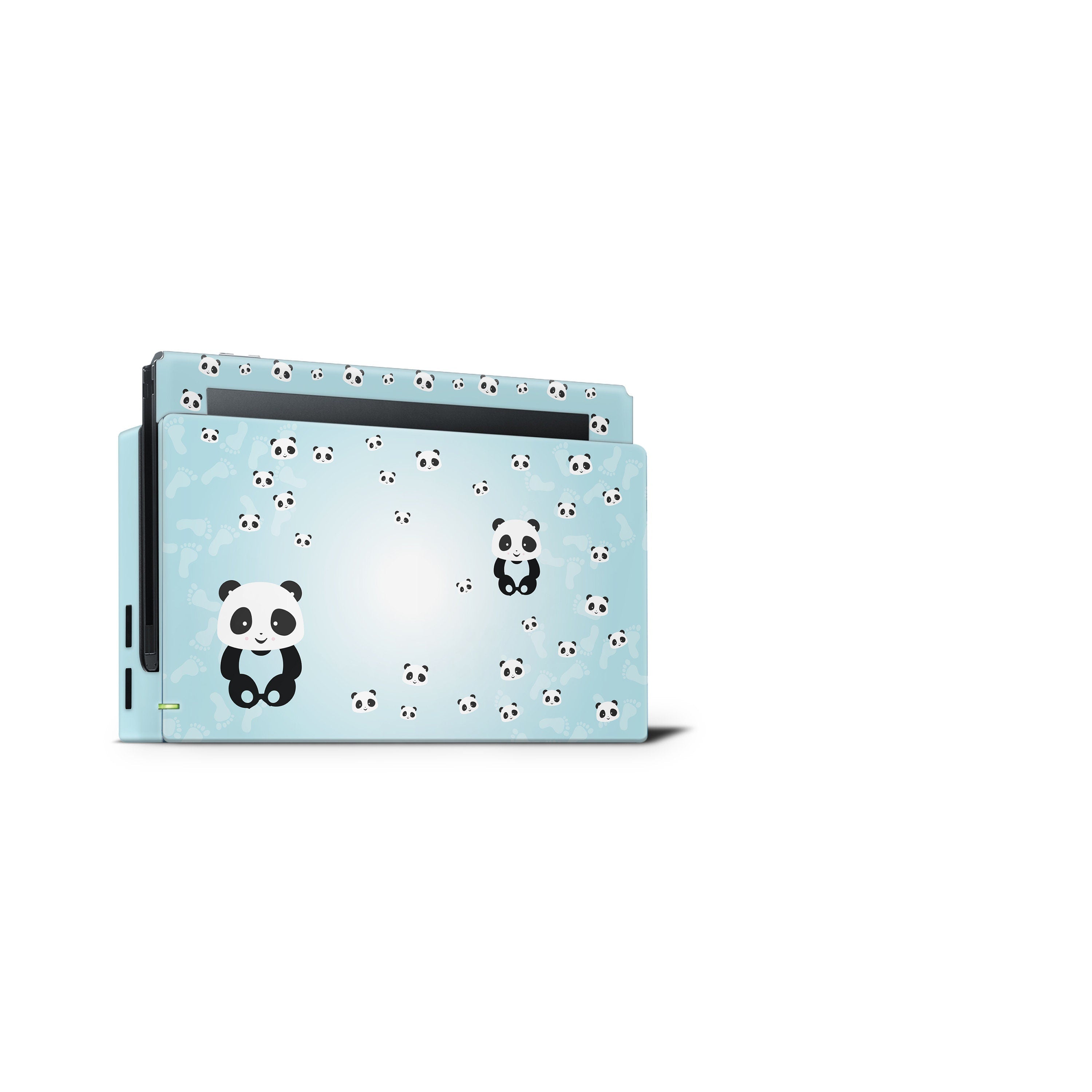 TACKY DESIGN Panda Nintendo Switch Skin Wrap | Pale Blue 3M Vinyl Cover - Tackydesign