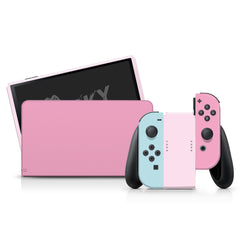 TACKY DESIGN Pink Nintendo Switch OLED Skin Wrap | Pastel Colorwave Color Blocking 3M Vinyl Full Cover - Tackydesign