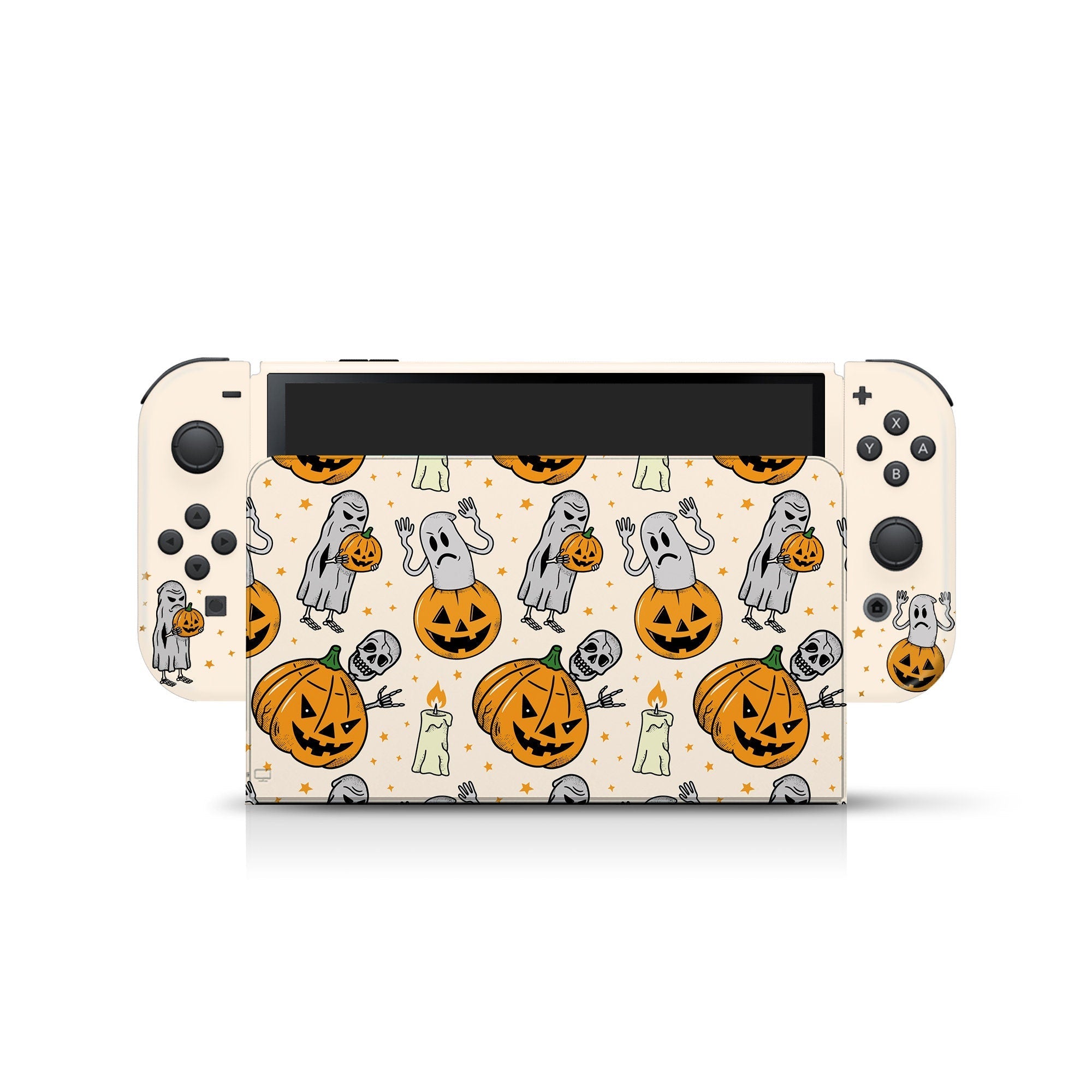 TACKY DESIGN Pumpkin Nintendo Switch OLED Skin Wrap | Spooky Kawaii Halloween 3M Vinyl Full Cover - Tackydesign