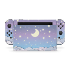 TACKY DESIGN Purple Clouds Nintendo Switch Skin Wrap | Blue Sky and Moon 3M Vinyl Full Cover - Tackydesign