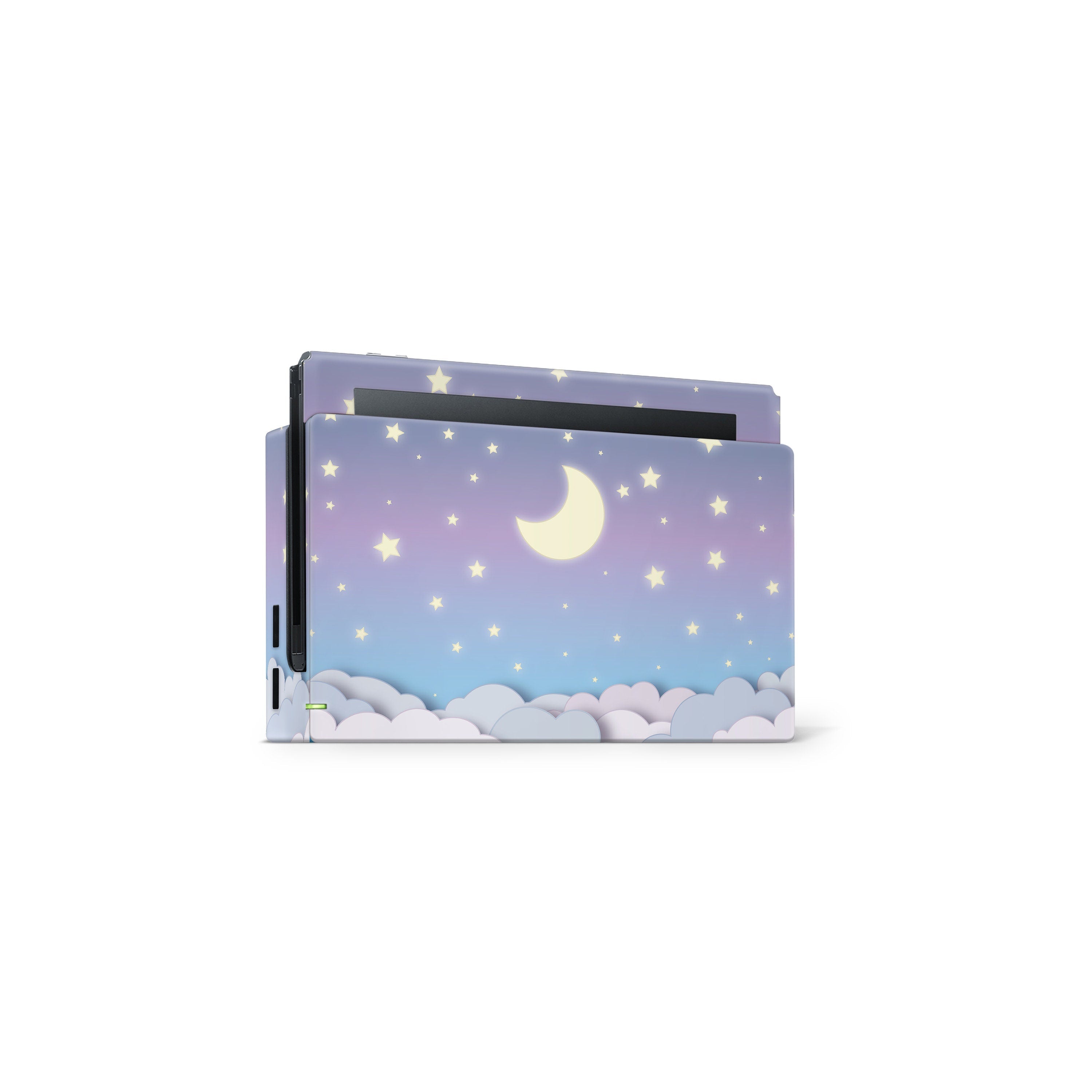 TACKY DESIGN Purple Clouds Nintendo Switch Skin Wrap | Blue Sky and Moon 3M Vinyl Full Cover - Tackydesign