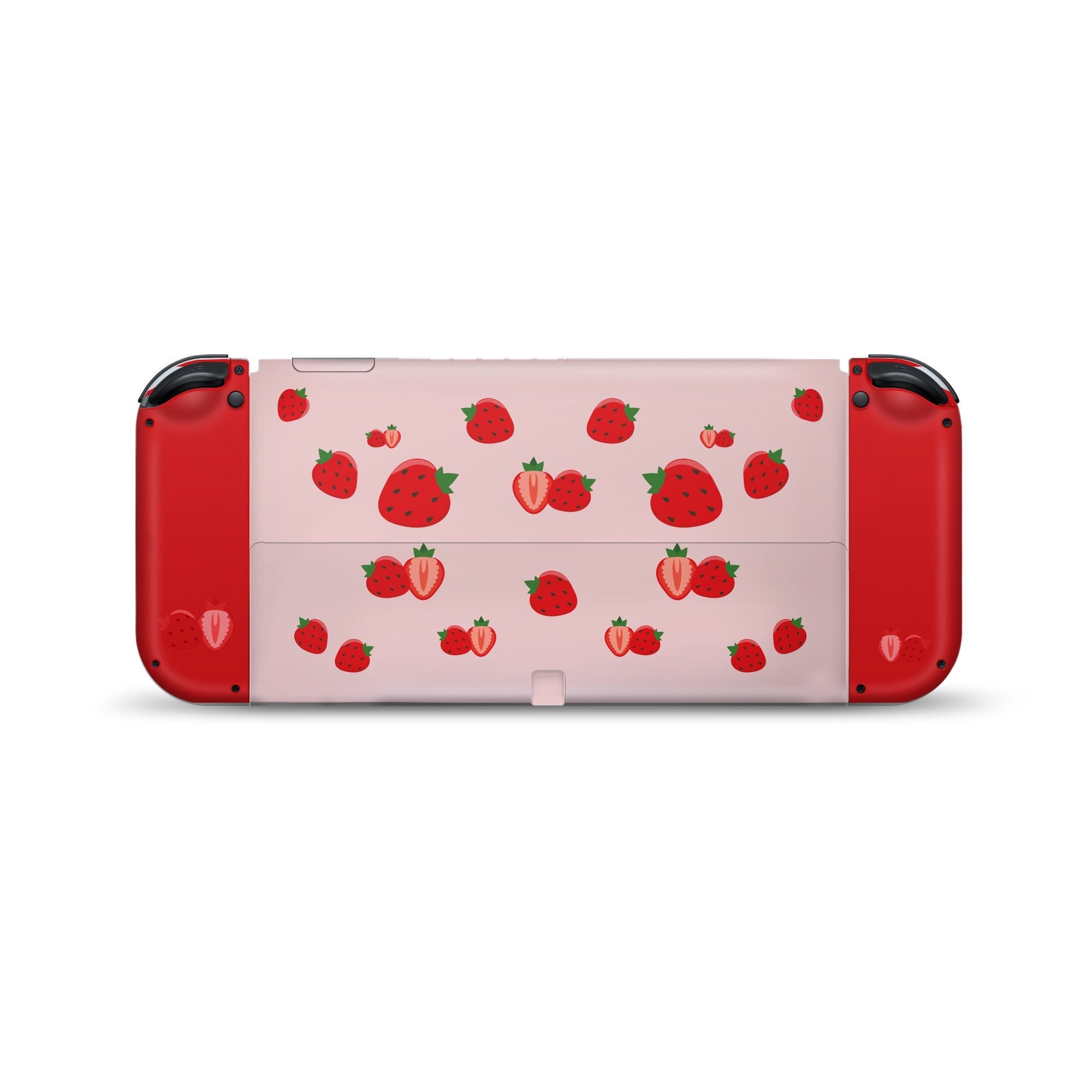 TACKY DESIGN Red Strawberry Nintendo Switch OLED Skin Wrap | Cute Pink 3M Vinyl Full Cover - Tackydesign