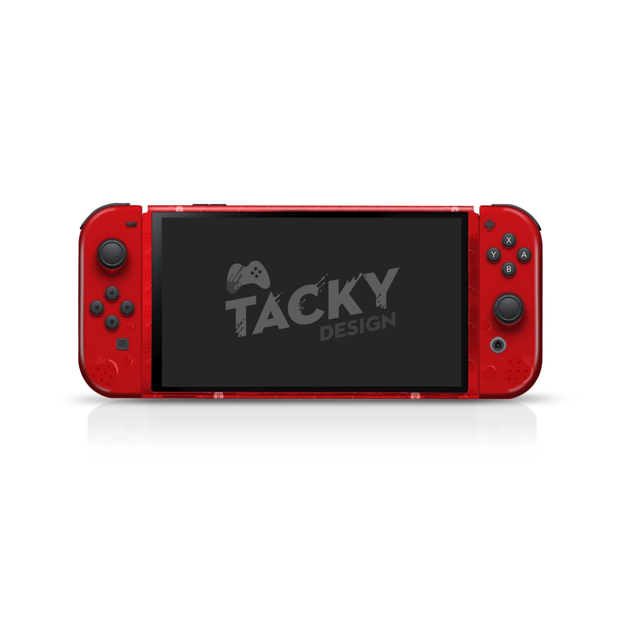 TACKY DESIGN Red Strawberry Nintendo Switch OLED Skin Wrap | Cute Pink 3M Vinyl Full Cover - Tackydesign