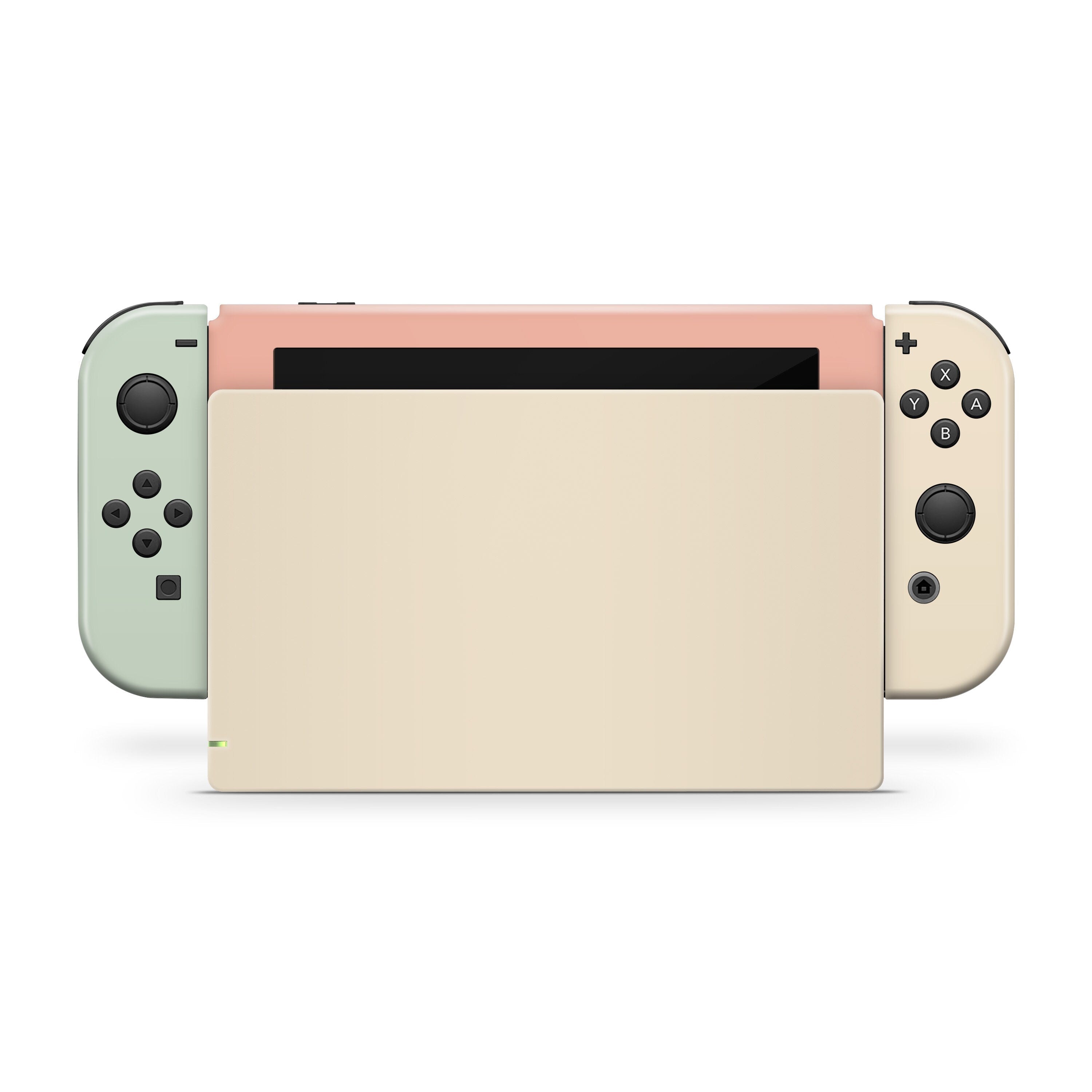 TACKY DESIGN Retro Color Blocking Nintendo Switch Skin Wrap | BeigeColorwave 3M Vinyl Full Cover - Tackydesign