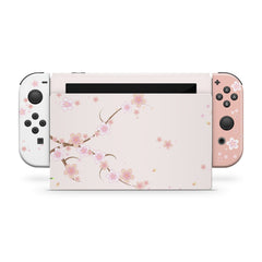 TACKY DESIGN Sakura Floral Nintendo Switch Skin Wrap | Beige 3M Vinyl Full Cover - Tackydesign