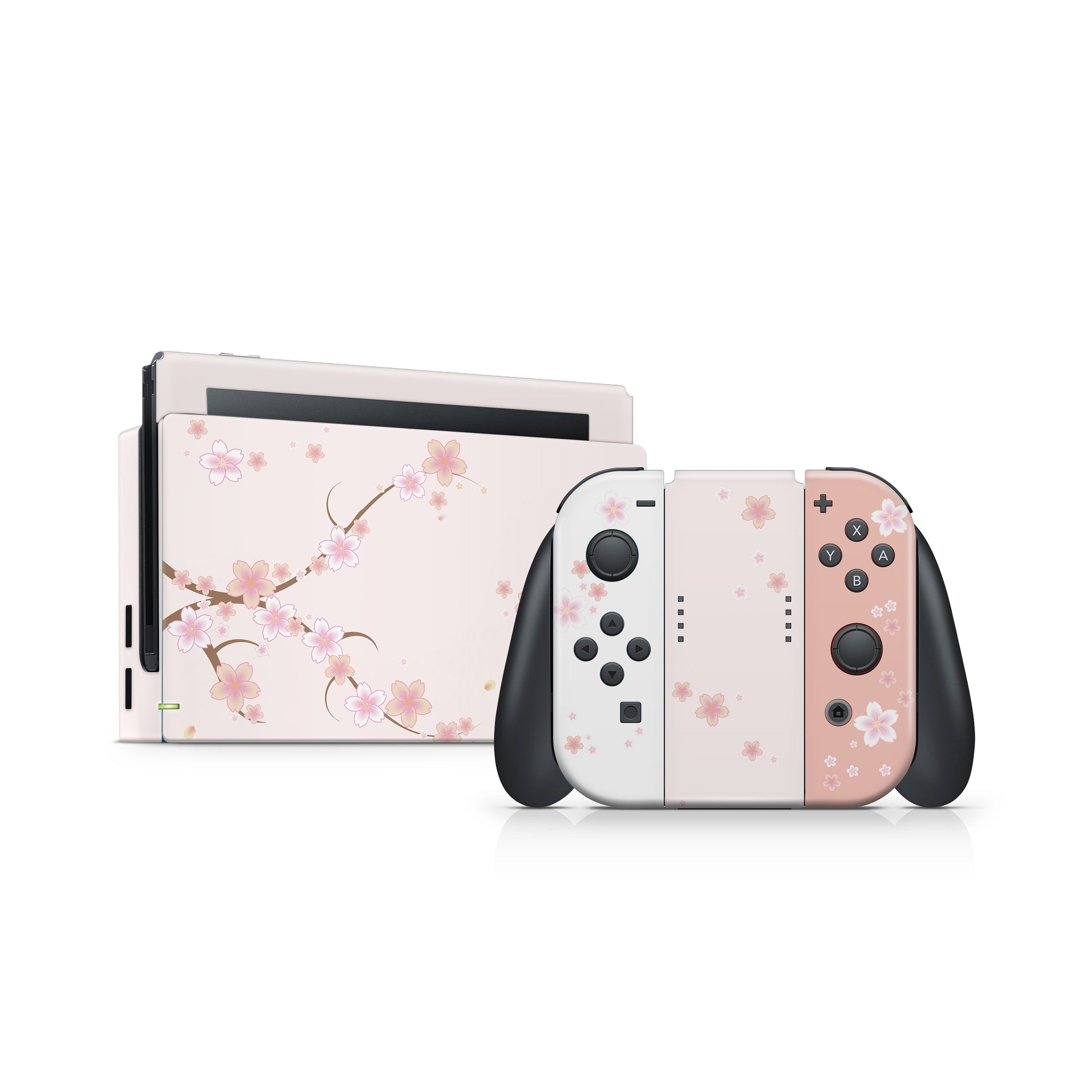 TACKY DESIGN Sakura Floral Nintendo Switch Skin Wrap | Beige 3M Vinyl Full Cover - Tackydesign