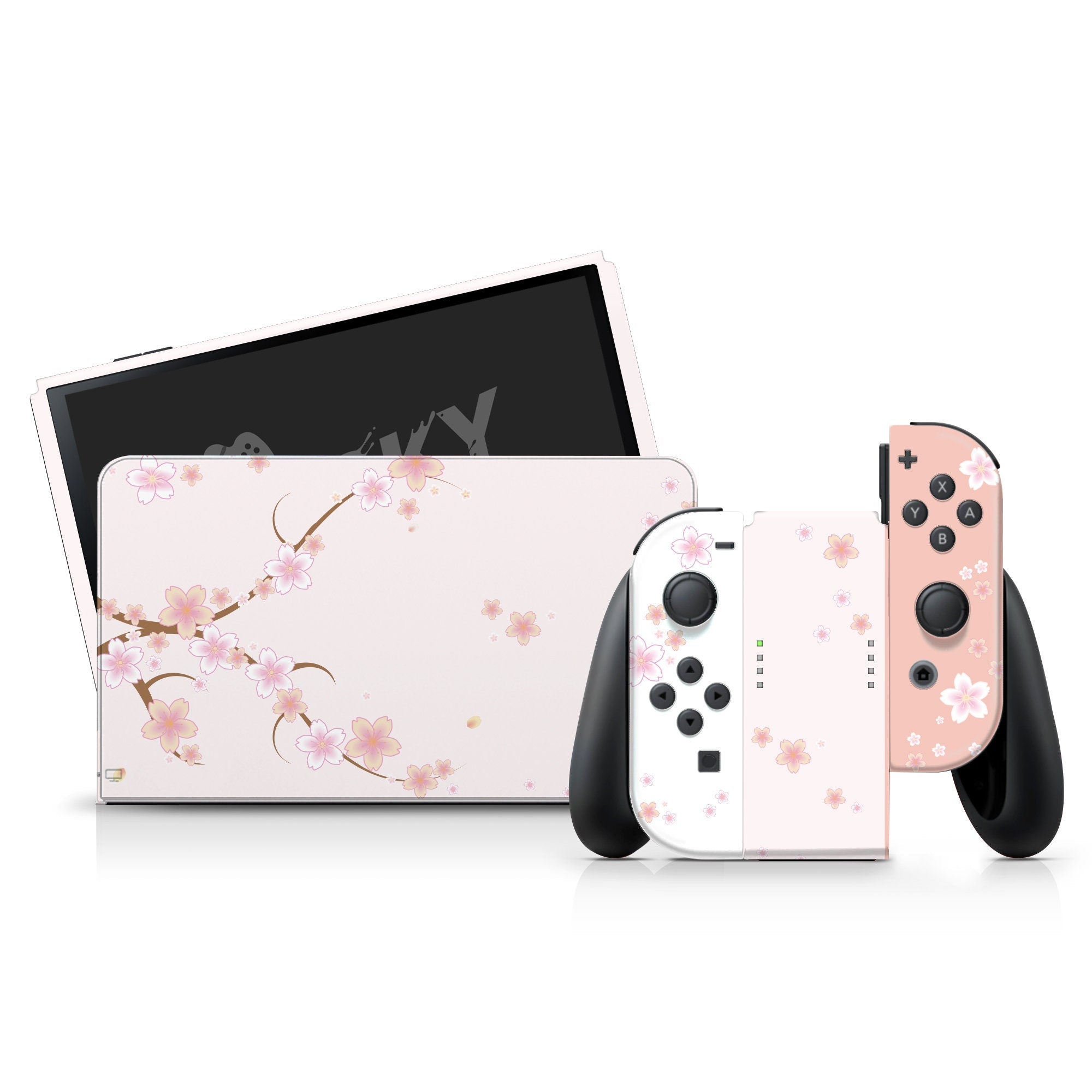 TACKY DESIGN Sakura Nintendo Switch OLED Skin Wrap | Cherry Blossom 3M Vinyl Full Cover - Tackydesign