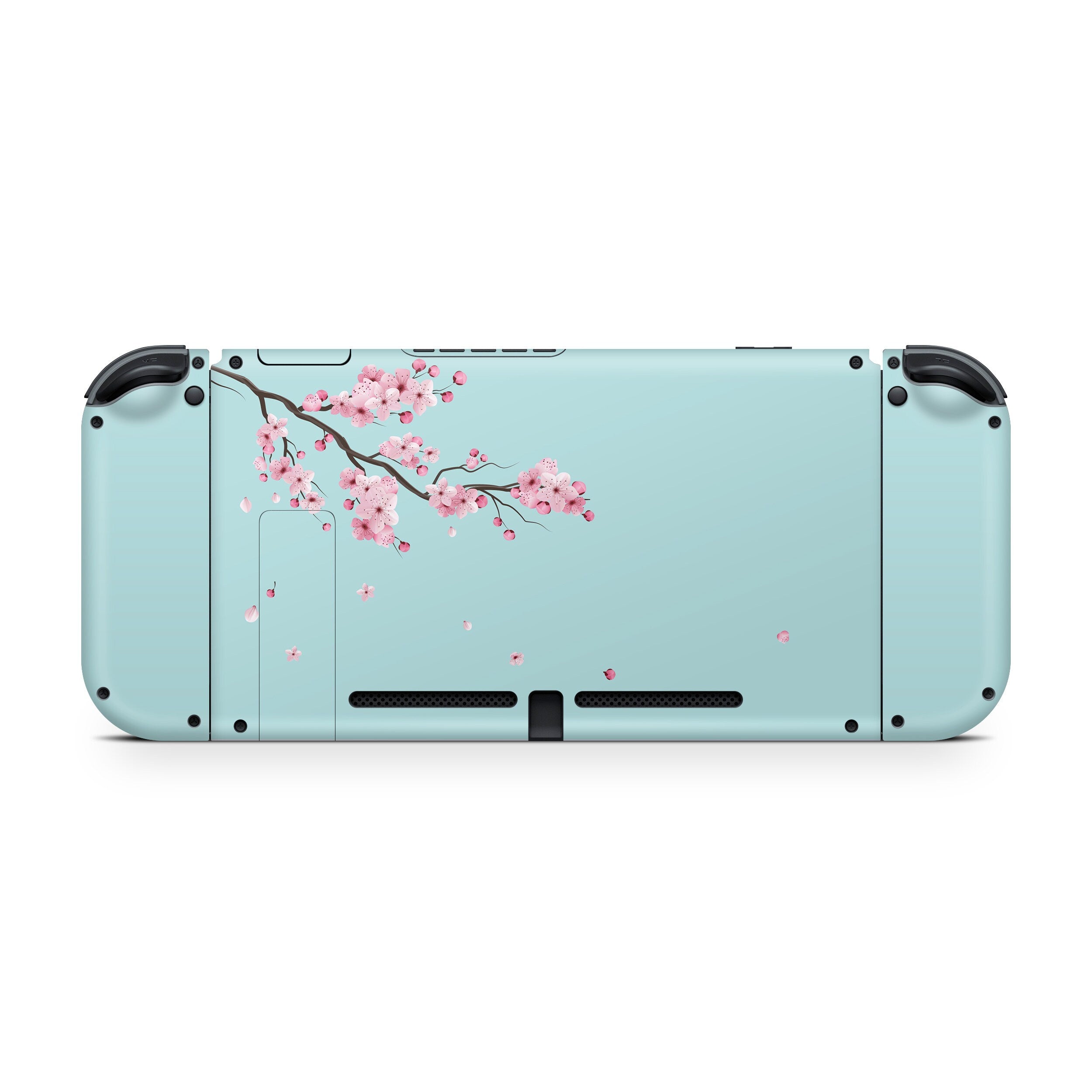 TACKY DESIGN Saura Cherry Blossoms Nintendo Switch Skin Wrap | Blue Floral 3M Vinyl Full Cover - Tackydesign