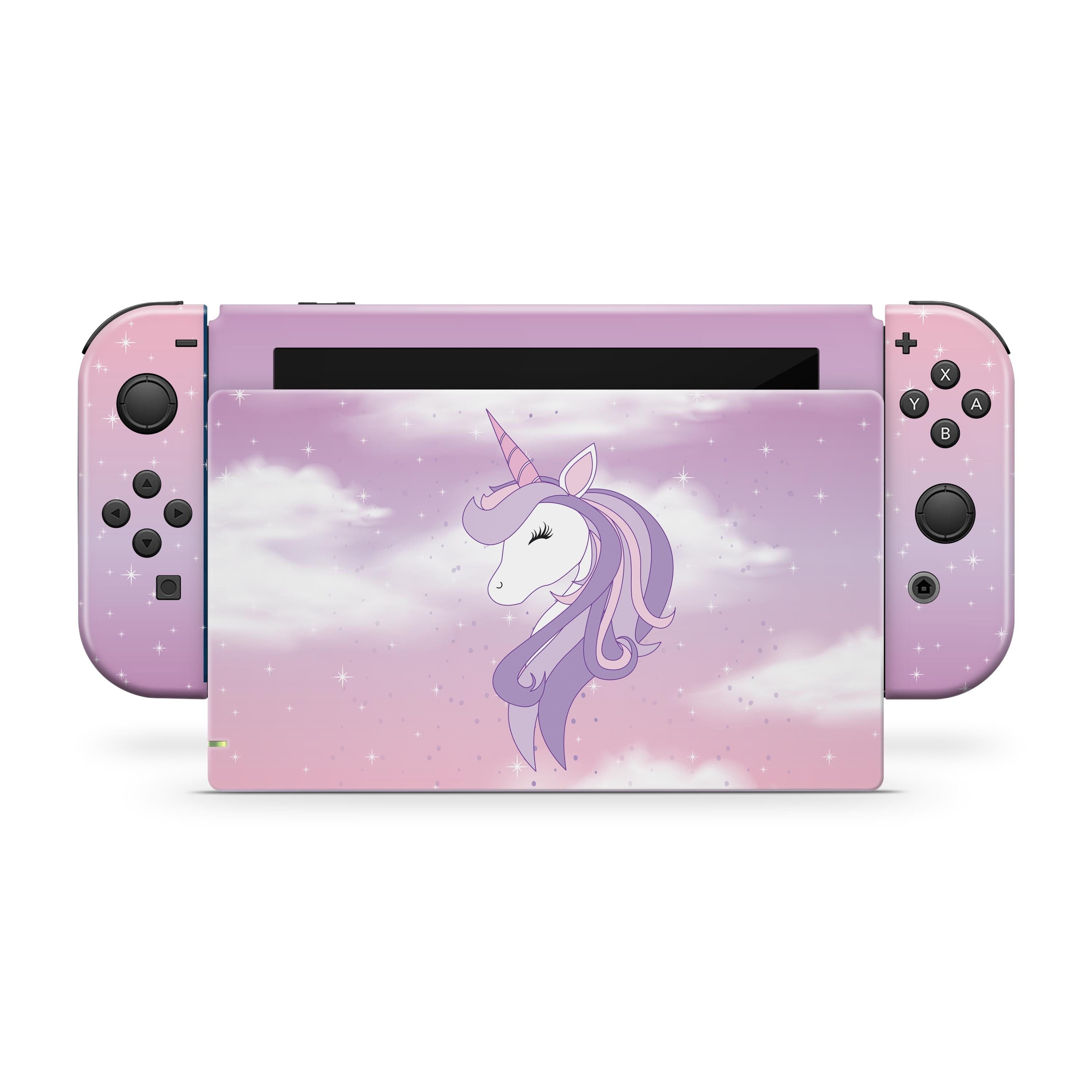 TACKY DESIGN Unicorns Nintendo Switch Skin Wrap | Pastel Pink Rainbow 3M Vinyl Cover - Tackydesign