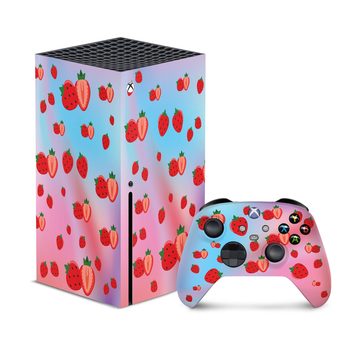 Xbox series x skin Strawberries, Series s colourful skin Vinyl 3m stickers Full wrap cover - Tackydesign